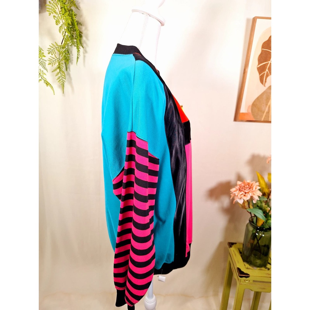 C.A. Sport Women's Retro Multi-Colored Sweater W' Pocketd Size Large - Picture 4 of 7